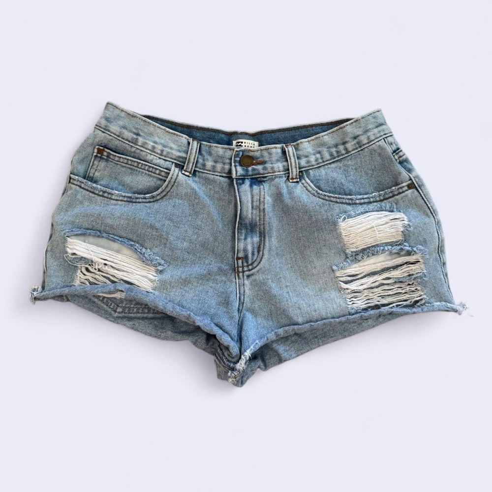 Billabong Blue Denim Shorts with Ripped Details